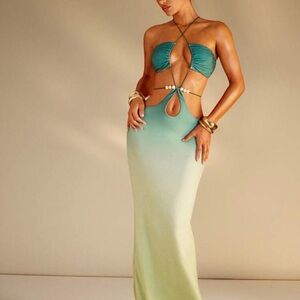 Green Ombre Cutout Maxi Dress